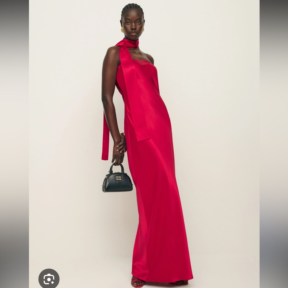 Reformation Oren Silk Dress in Lipstick